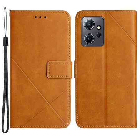 SKALO Xiaomi Redmi Note 12 4G Kohokuvioitu PU Nahka Lompakkokote Light brown