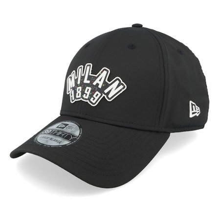 New Era - Football Svart flexfit Keps - AC Milan Recyc Rubber 39THIRTY Black Flexfit @ Hatstore