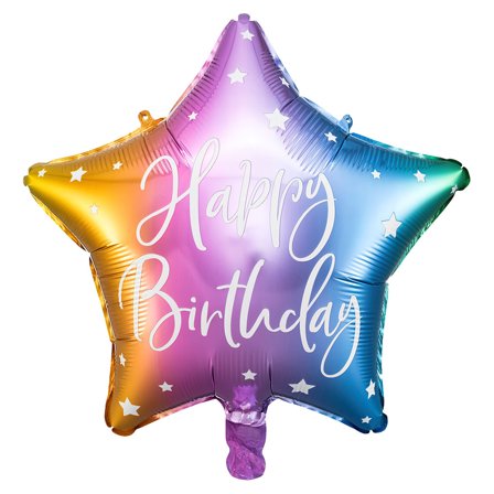 Happy B'Day Foil Balloon Stjerne Pastel