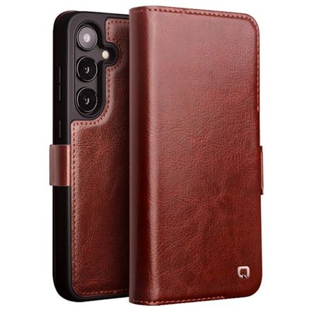 Qialino Leather Wallet Case Samsung Galaxy S24 Brown