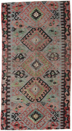 Kilim Turkish Rug Hand Woven 163X300 Brown/Red Turkey
