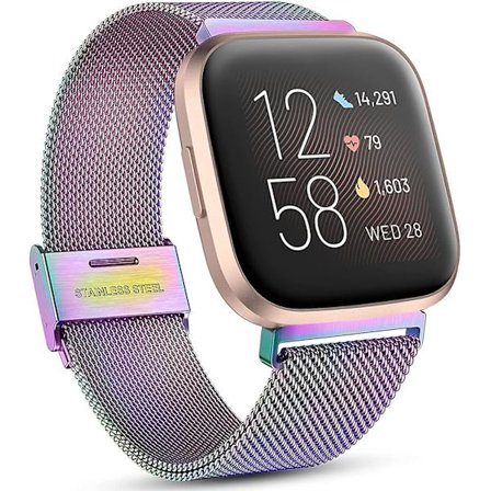 Fitbit Versa/fitbit Versa 2 Band För Dam Herr, Justerbar Rostfri