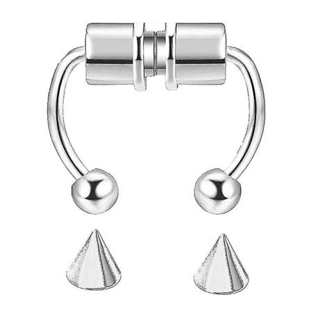 Falsk näsring Hoop Magnetisk återanvändbar Septum Rostfritt stål Näsring Steel Color