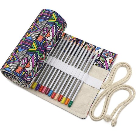 Canvas färgad pennfodral rulle 72 platser - Färgpenna hållare arrangör för 72 färgade pennor, INGA pennor (Bohemian)