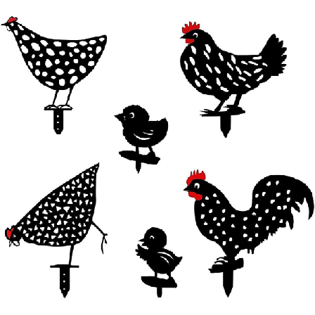 Ny svart akryl tupphöna Chick-statydekor kompatibel med trädgårdsgräsmatta