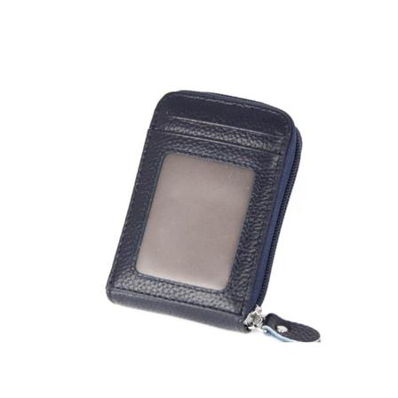 Äkta Läder Rfid Stöldskydd Korthållare Ko Läder Företag Kreditko Mörkblå 11.5cm*7.5cm*2.5cm