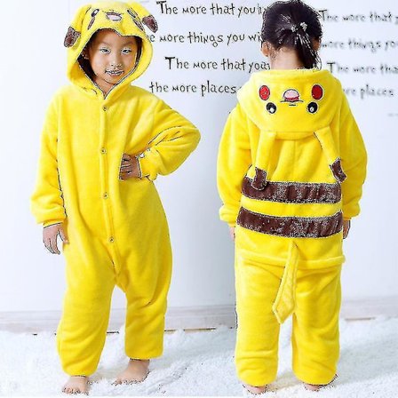 Børn Onesie Flanell Pyjamas Tegnefilm Dyrefigur Kostume Med Hætte Vinter Hjem Kostume Til