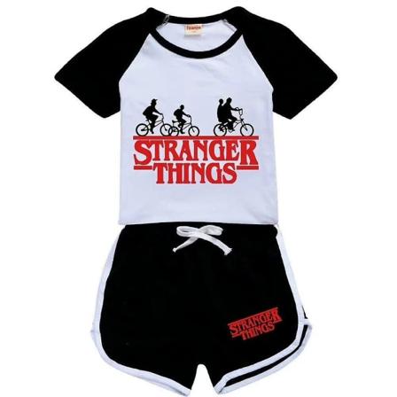11-16 år Kids Stranger Things Kortärmad T-shirt Shorts Set Black 11-12 Years