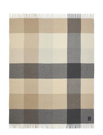 Checked Recycled Wool Throw Home Textiles Cushions & Blankets Blankets & Throws Beige Lexington Home