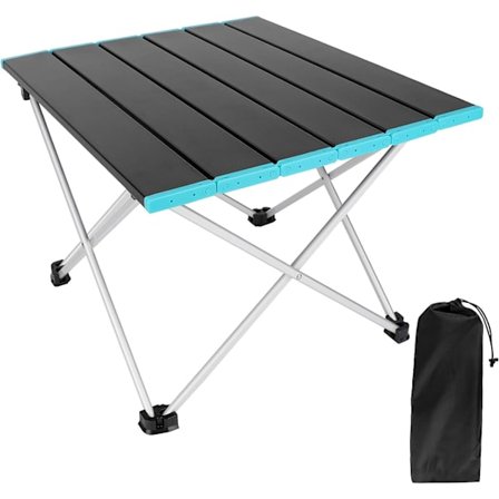 Bærbar Campingbord med Aluminium Sammenklappeligt Bordplade og Bæretaske, Sammenklappeligt Campingbord til Camper, Båd, Køkken, Grill