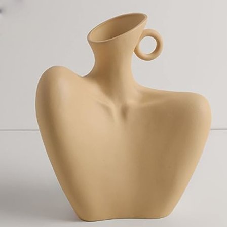 Kvinnelig kropp vase keramikk statue blomster vase vase hvit moderne hode planter potte for hage stue hjem bord kunst statue dekor(Farge: Siv, 
