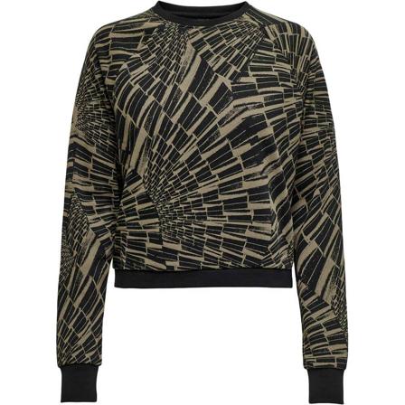 Only Pabbey aop crop on swt black/falcon , Zwart , Dames , Maat: S Hoodies & Sweatvesten
