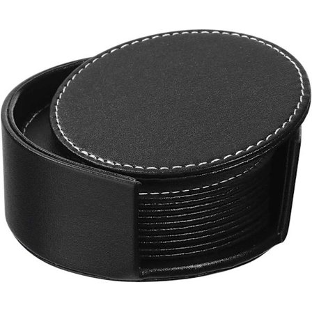 Sett med 6 syntetiske skinndrikkebrikker for 1 hjørne Svart