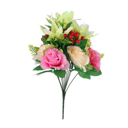 Kunstig Peon Lilje Bukett Fake Blomster for Hjem Bryllup Bursdagsdekorasjon