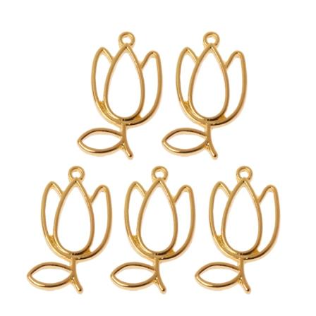 5x tulpaner Blomma metallram Handgjord öppen ram Tom inställning för DIY Nyckelring Art Halsband Armband Smycken