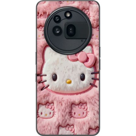 Yhteensopiva Puhelinkuori Nothing Phone (3a) Pro Hello Kitty vaaleanpunainen pörröinen tausta, jossa on ikoninen kasvot ja kawaii-esteettisyys