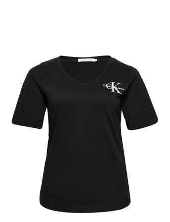 Plus Monogram Slim V-Neck Tee T-shirts & Tops Short-sleeved Musta Calvin Klein Jeans