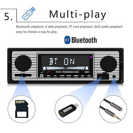 Bärbar Bilradio Handsfree Samtal Stereo Usb/aux Klassisk Stereo Ljud Fm Radio