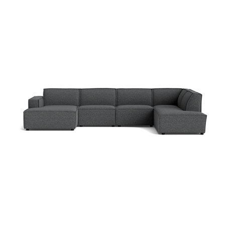 Lyon U-sofa, venstrevendt, Familie Sofa - Puente Grå/Blå - 368x218x80cm - U-sofa med chaiselong og ekstra siddepladser, komfort og luksuriøst touch