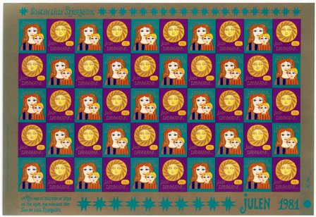 Danmark - Julemærkeark 1981 - Utakket - Ubrugt eller foldet