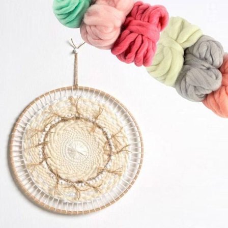 Vävstol rund Ø 29 cm + 6 nystan ull