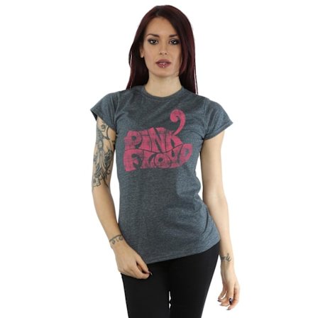 Pink Floyd Dam/Kvinnor Retro Logo Bomull T-Shirt M Mörk Heather