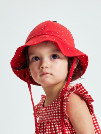 Polarn O. Pyret - Jersey sun hat with berry print - 40 - Childrenswear - red