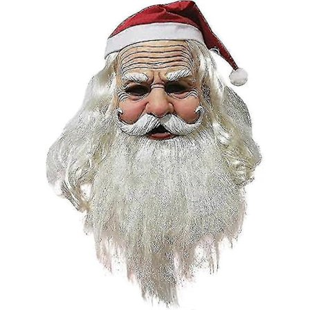 Bebetter Herre Julemand Maske, Jule Latex Maske, Julemand Hoved Maske, Realistisk Julemand Gammel Mand Maske med Rød Julemandshat til Fest