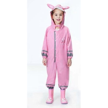 Regnjakke for barn, regnjakke for gutter og jenter, refleksregnjakke, 100 % vanntett og regntett regnjakke, egnet for 2-8 år (Rosa-S)