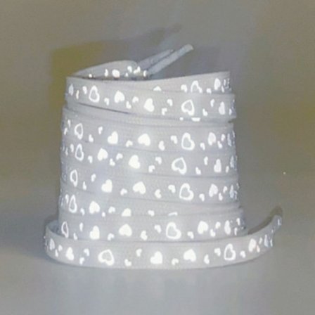 140 cm reflekterande skosnören för sneakers Canvasskor Basketskor etc - White Heart