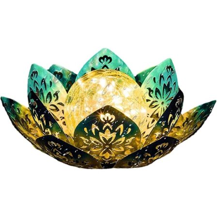 Utendørs solcellelys, Lotus Glass Ball Crack-lampe, Vanntett dekorativ utendørs solcellelys, Egnet for hage, plen, Deco Ja