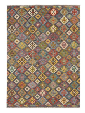 Kelim Afghan Old Style Vloerkleed Oosters Bruin/Zwart (Wol, Afghanistan)