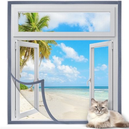 DIY Justerbart Vinduesnet Kit - 130 cm x 150 cm Forstærket Kant Nylonnet med Selvklæbende, Midlertidig Erstatning til Hjem & Lejlighed