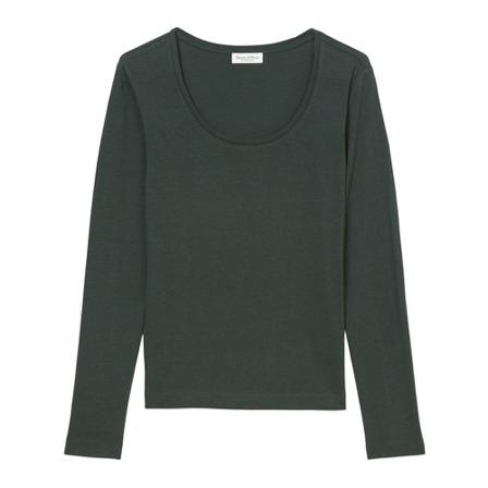 Marc O'Polo Long sleeve top with a round neckline, regular fit Grøn, Dame