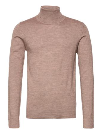 Merino Knit Roll Neck Knitwear Turtlenecks Beige Lindbergh