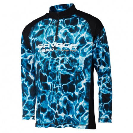Savage Gear Marine UV Long Sleeve Tee, Sea Blue - L