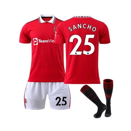 ( Manchester United FC 2022/2023 hemmatröja Sancho No.25 fotbollströja 3-delade kit för barn Vuxna 14 # Ko 40x30cm(LxW)