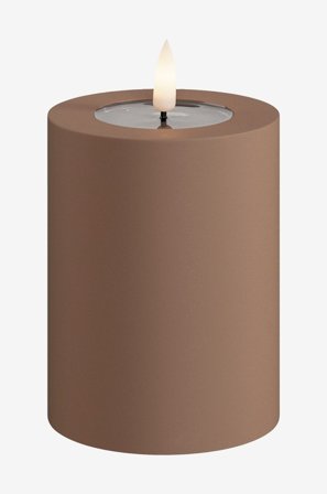 DeluxeHomeart - LED-ulkopuolen pylväskynttilä 7,5x10 cm. - Ruskea - Koristevalaisimet - - Homeroom