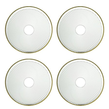 4 hedelmälautasen, jälkiruokalautasen, leipälautasen, häälautasen, läpinäkyvä setti