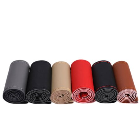 Læderratbetræk til lastbiler og busser, åndbart og skridsikkert design, blødt og behageligt(Læder sort rød linje blank)47cm