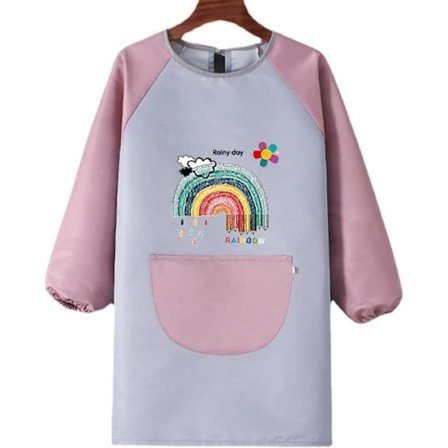 Malebørneforklæde | Malebørnekittel 8-12 år | Børneforklæde til hobbybrug | Vandtæt maleforklæde til piger med ærmer