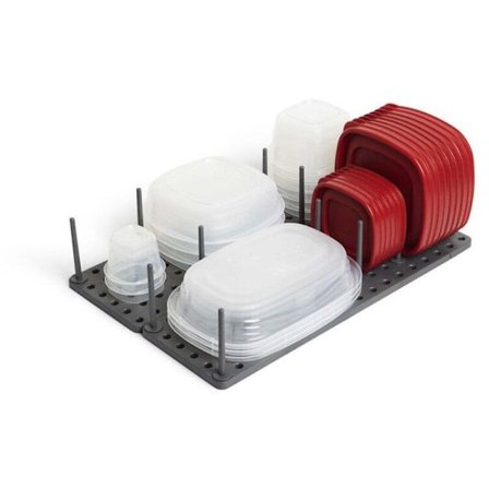 Køkkenskabsarrangør, Hylde- og skuffearrangør, Justerbart opbevaringssystem til madbeholdere, gryder, låg og mere (1 stk)