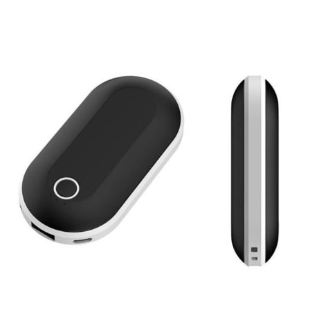 Håndvarmer, 5000Ah 2 i 1 Genopladelig Bærbar Genanvendelig Håndvarmer & Powerbank, Dobbeltsidig Hurtig Opvarmning til Vinteren, Udendørsgaver Sort
