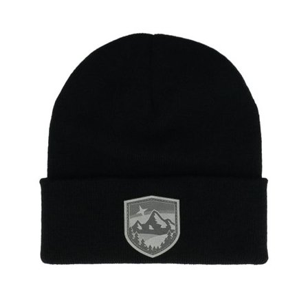 Wild Spirit - Svart cuff Beanie - Starry Mountain Patch Grey/Black Beanie @ Hatstore