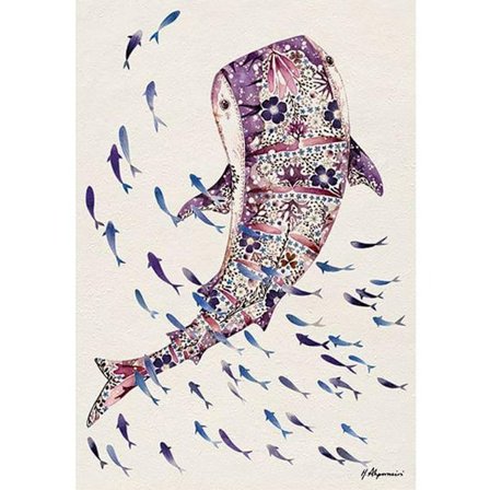 Helen Ahpornsiri Whale Shark Poster 50cm x 40cm Kräm/Lila/Blå