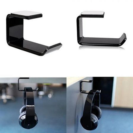4pcs Wall Mounted Headset Hanger Holder Stand Under Desk Hook Earphones Display Stand Holder Sticky Acrylic Headphone Bracket Sticker