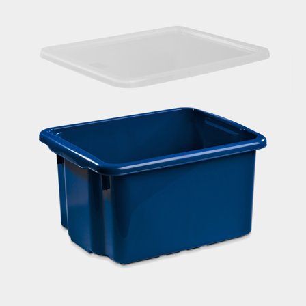 Förvaringslåda i plast med lock - Nordiska Plast Nordic, mörkblå, 365 x 295 x 200 mm, 15 liter