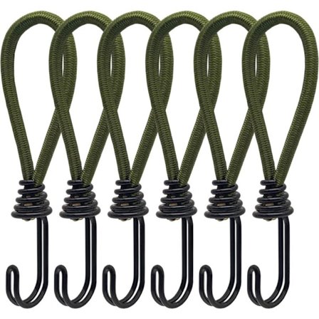 6 st Gummiband med spiralkrokar för tält, presenningar, PVC-banderoller, paviljonger, studsmattor, solsegel