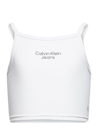 Stacked Logo Punto Strap Top T-shirt Ærmeløs Hvid Calvin Klein