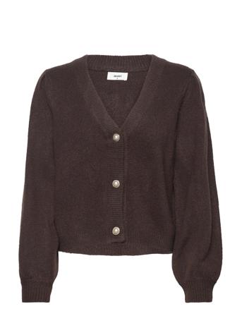 Objeve Nonsia L/S Short Cardigan Stickad Tröja Cardigan Brun Object